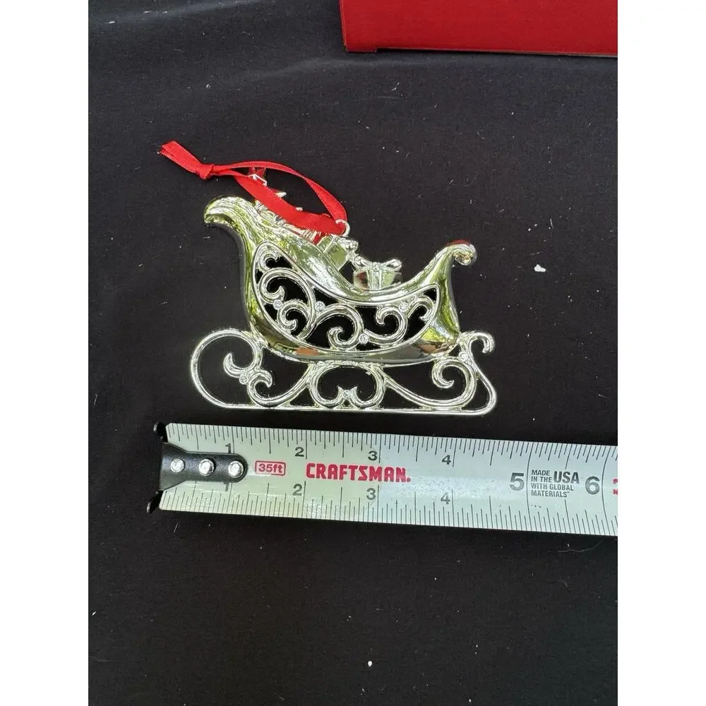Lenox Sparkle And Scroll SILVERPLATED JEWELED Santa’s Sled Ornament MIB -S1T